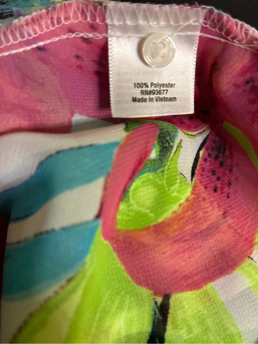 a.n.a Tropical Floral Button-Down Shirt in Neon Green, Blue, Pink - Picture 8 of 9